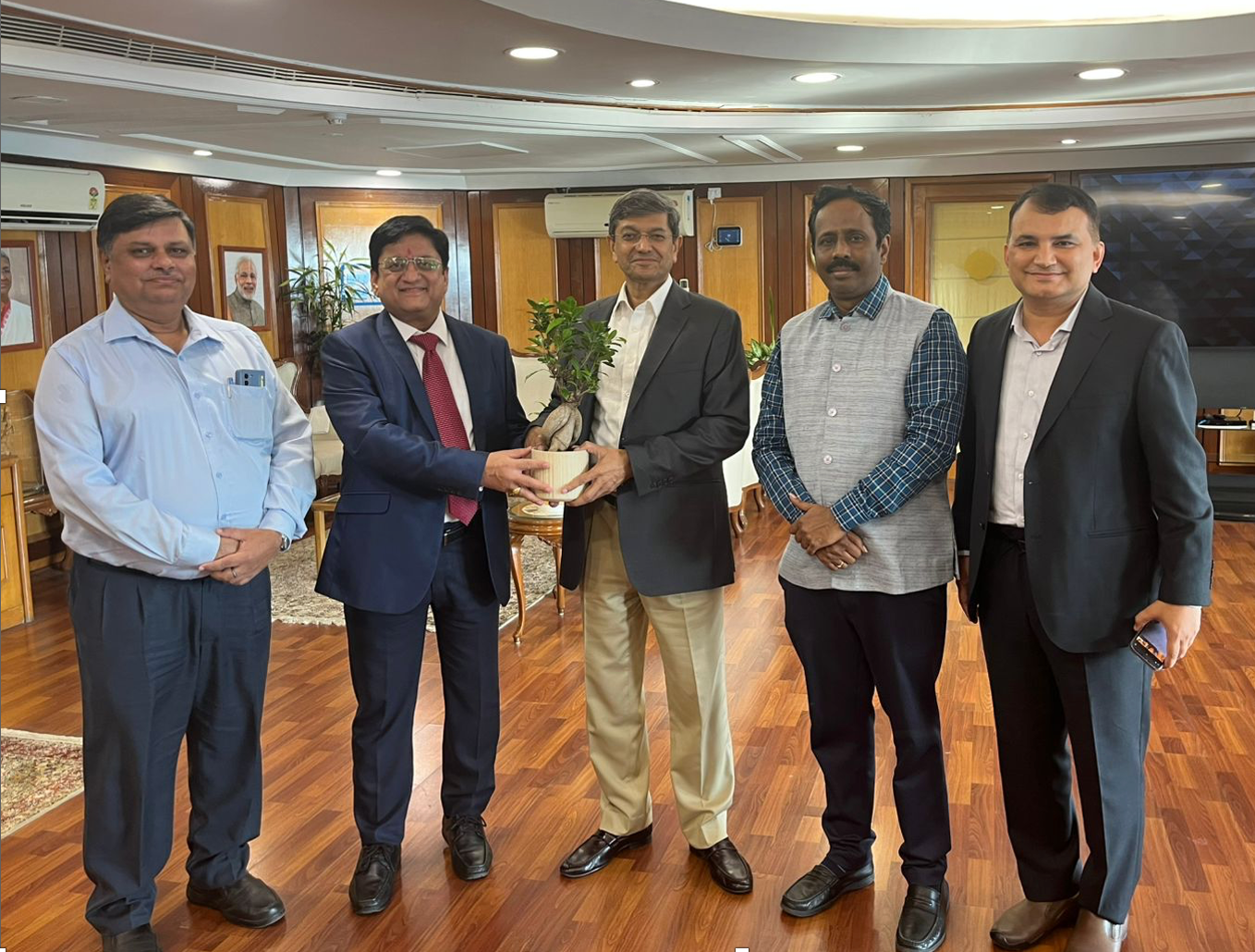 K. Shanmugha Sundaram Chairman MUNPL and Kamlesh Soni CEO MUNPL presented the ceremonial cheque of first ever dividend of the Company amounting to Rs.46.02 Crores nett of TDS to Gurdeep Singh, Chairman & Managing Director, NTPC Limited. To mark the historic event Ravindra Kumar Director(Operations) NTPC Limited ,Anil Kumar Jadli Director (HR) NTPC Limited, Aditya Dar, ED(Finance) NTPC, Ritu Arora, Company Secretary-NTPC,  Amit Rautela CFO MUNPL and Priyanka Co. Secretary MUNPL were present.
